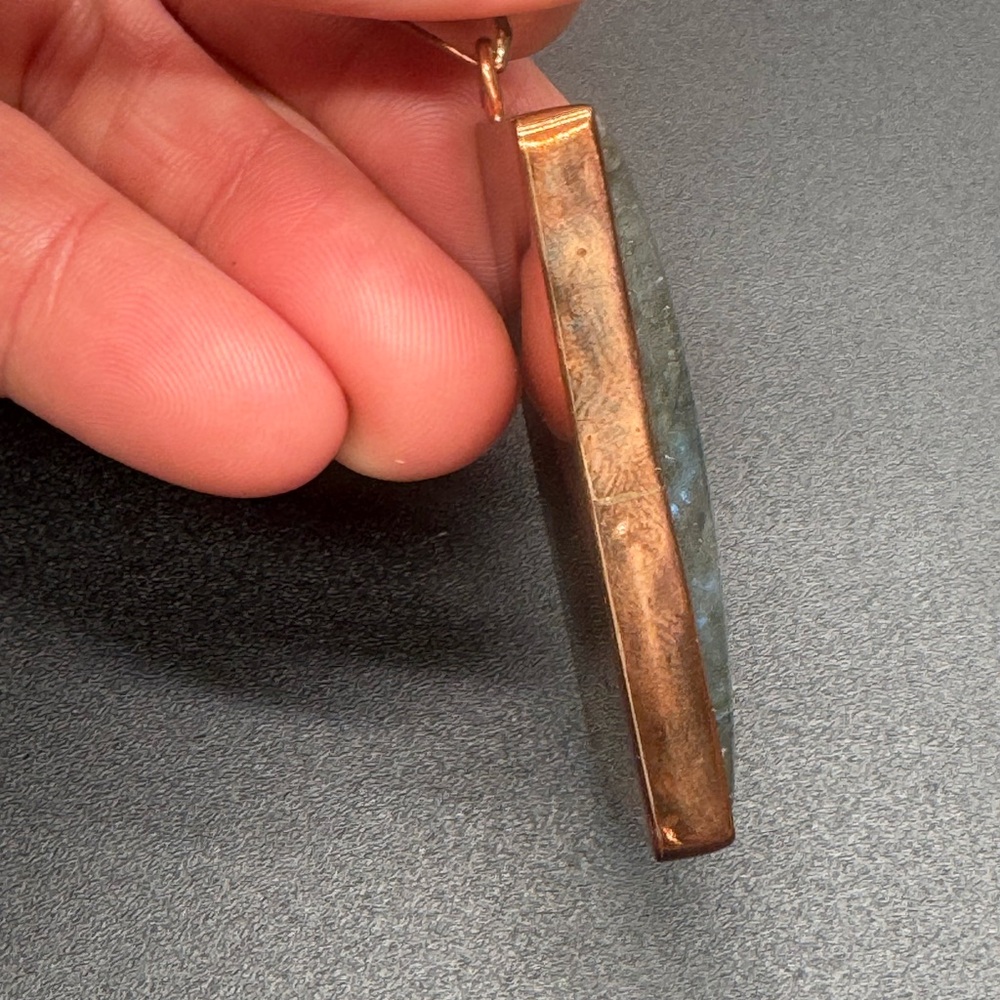 Copper Labradorite Rectangular Pendant - Blue Gre… - image 5